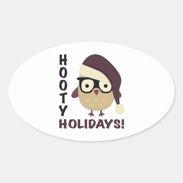 Hipster Hooty Holidays! Oval Sticker (Front)
