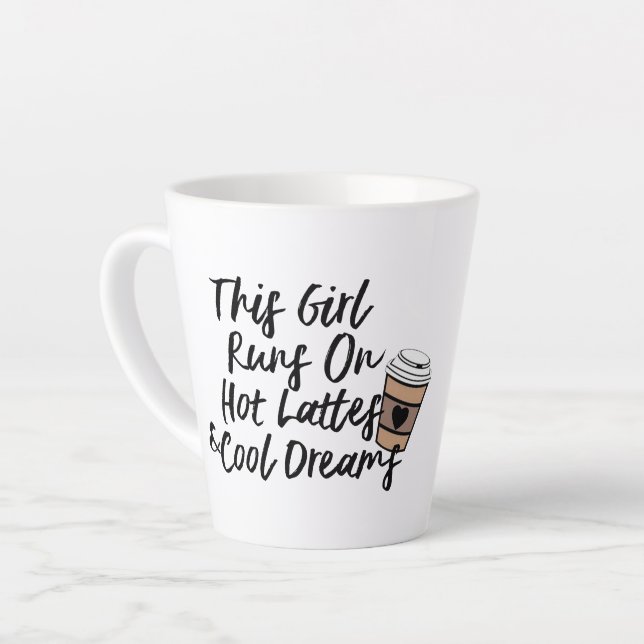Hipster Hot Latte and Cool Dreams Coffee Mug (Left Angle)
