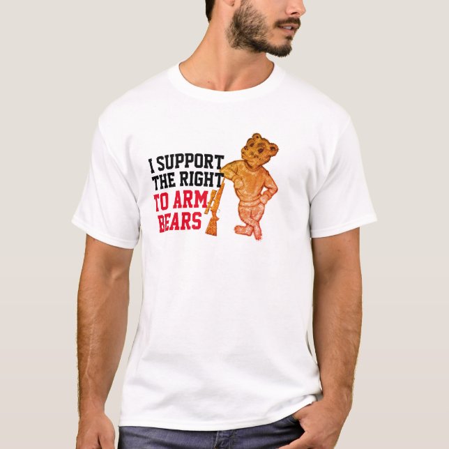 Hipster I Support Right to Arm Bears funny T-Shirt (Front)