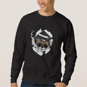 Hipster Kitten Smoking A Doobie Joint Cat Stoner Sweatshirt
