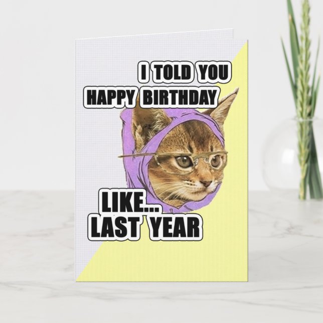 Hipster Kitty Deep Quote Happy Birthday Card (Front)