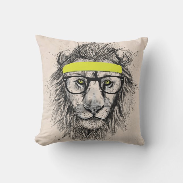 Hipster lion (light background) cushion (Front)