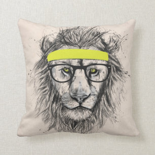 Hipster lion (light background) cushion
