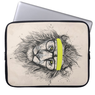 Hipster lion (light background) laptop sleeve