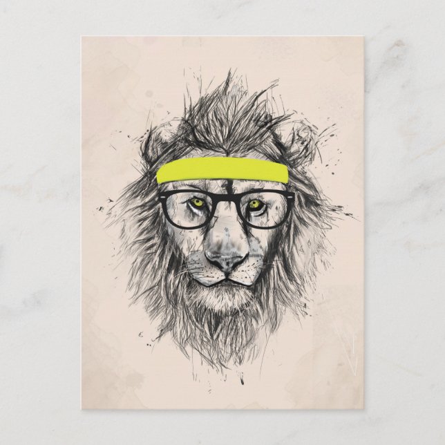 Hipster lion (light background) postcard (Front)