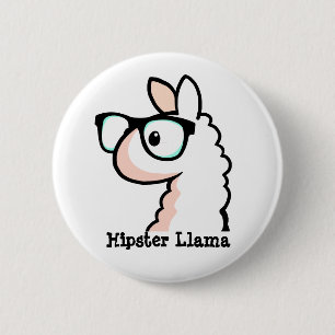 Hipster Llama 6 Cm Round Badge