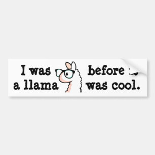 Hipster Llama Bumper Sticker