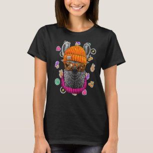 Hipster Llama Geek Nerd Glasses Animal Love Peace T-Shirt
