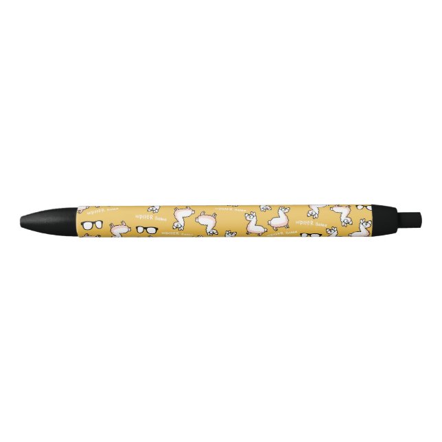 Hipster Llama Madness Black Ink Pen (Front)