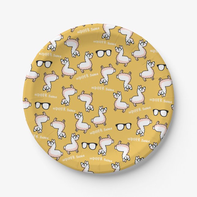Hipster Llama Madness Paper Plate (Front)