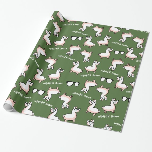 Hipster Llama Madness Wrapping Paper (Unrolled)