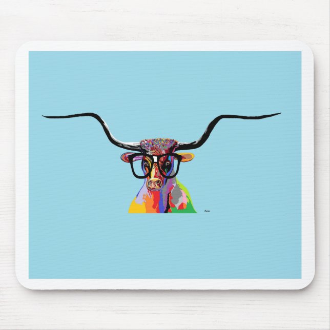 Hipster Longhorn Mouse Pad (Front)