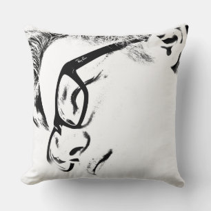 Hipster Man With Glasses Cushion