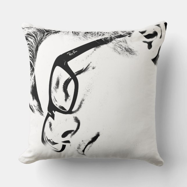 Hipster Man With Glasses Cushion (Front)
