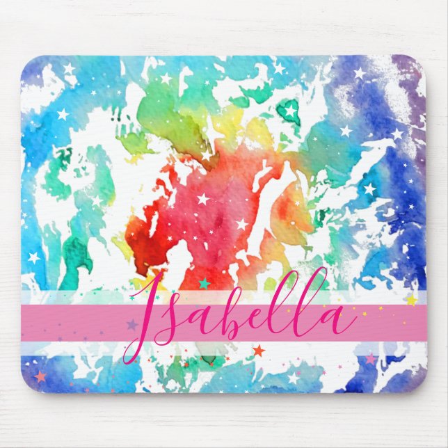 Hipster Monogram Rainbow Tie Dye Mouse Pad (Front)