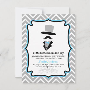Hipster Moustache Gentleman Baby Boy Shower Invitation