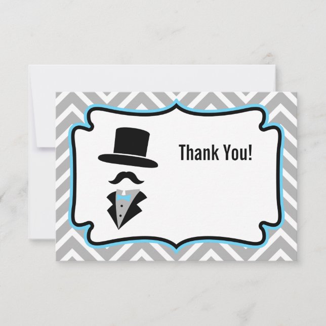 Hipster Moustache Little Man Thank You Note Card (Front)