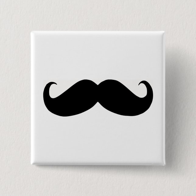 Hipster Moustache Square Button (Front)