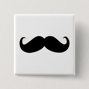 Hipster Moustache Square Button