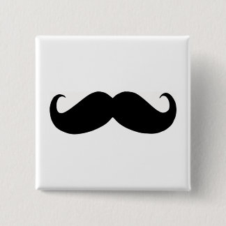 Hipster Moustache Square Button