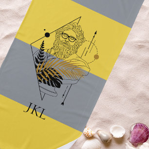 Hipster Olympic God Colorblock Monogram Beach Towel