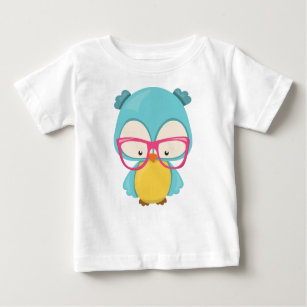 Hipster Owl, Owl With Glasses, Cute Owl Baby T-Shirt