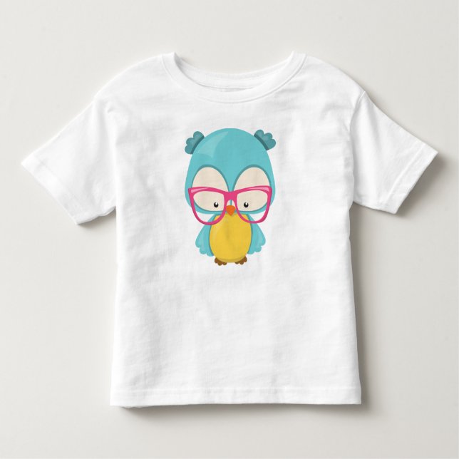 Hipster Owl, Owl With Glasses, Cute Owl Toddler T-Shirt (Front)