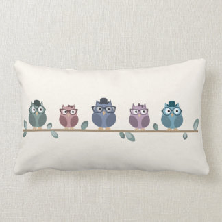 Hipster Owls Throw Pillow