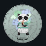 Hipster Panda Bear with Any Name Dartboard<br><div class="desc">A personalised dart board featuring a hipster panda eating an ice cream cone. Edit the sample name shown with your desired name or other text.</div>