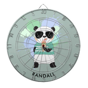 Hipster Panda Bear with Any Name Dartboard