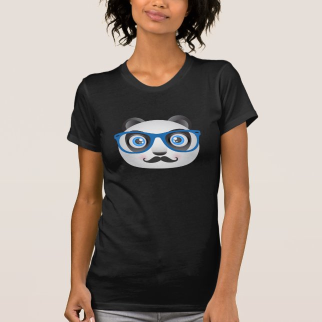 Hipster Panda Black T-Shirt (Front)