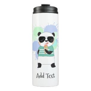 Hipster Panda with Ice Cream Thermal Tumbler
