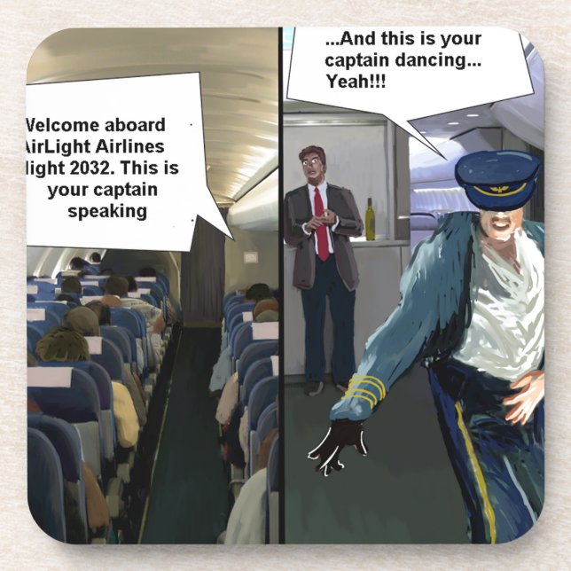 Hipster Pilot Funny Coaster (Front)