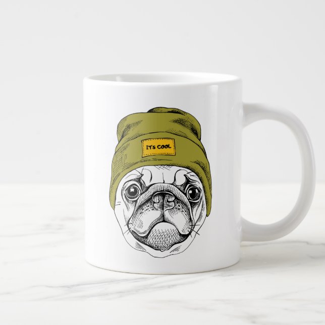 Hipster Pug | It's Cool Large Coffee Mug (Right)
