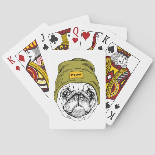 Hipster Pug | It's Cool Playing Cards (Back)