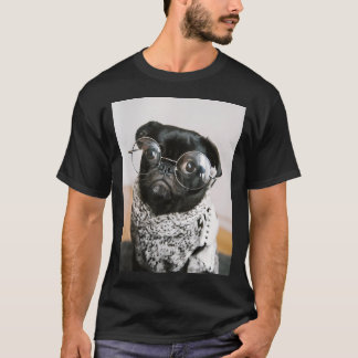 Hipster Pug wearing glasses T-Shirt