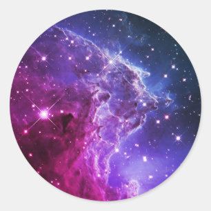 Hipster Purple Ombre Monkey Head Nebula Classic Round Sticker