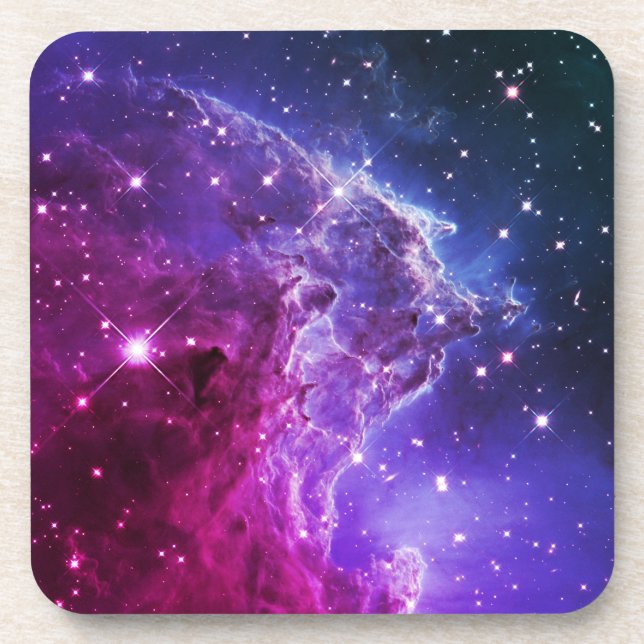 Hipster Purple Ombre Monkey Head Nebula Coaster (Front)