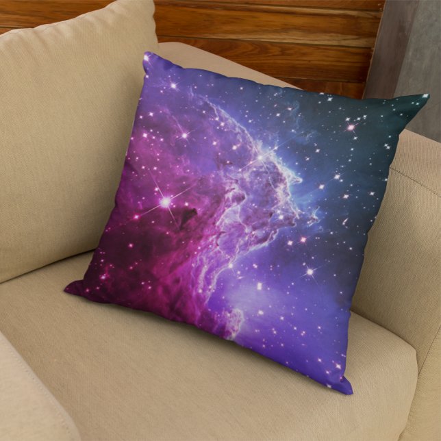 Hipster Purple Ombre Monkey Head Nebula Cushion (Celestial Purple and Navy Nebula Photo)