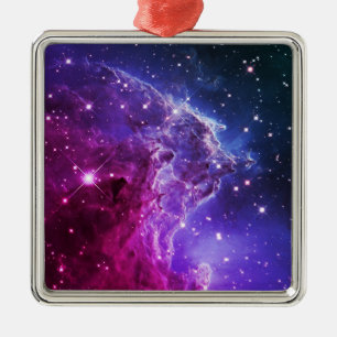 Hipster Purple Ombre Monkey Head Nebula Metal Ornament