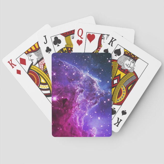 Hipster Purple Ombre Monkey Head Nebula Playing Cards (Back)