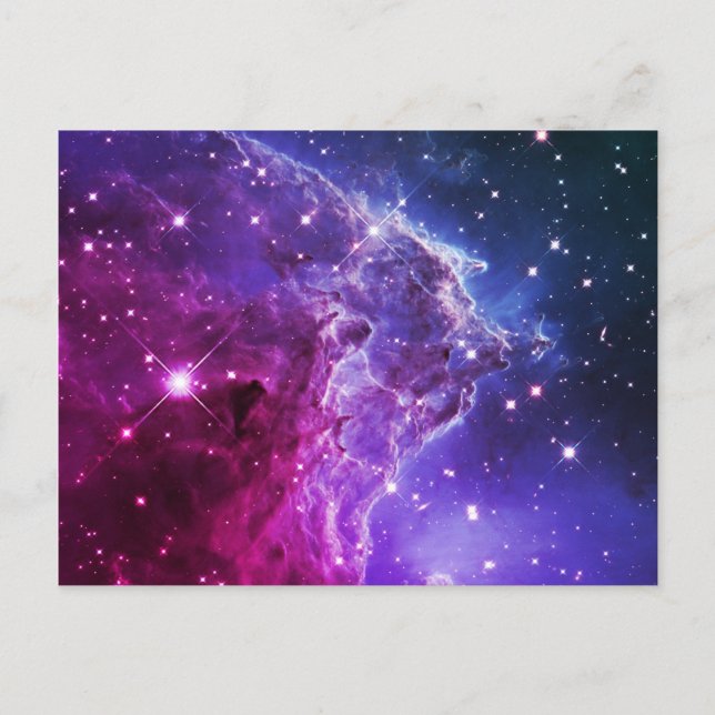 Hipster Purple Ombre Monkey Head Nebula Postcard (Front)