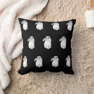 Hipster Rabbit Funny Bunny With Glasses Cute Anima Cushion