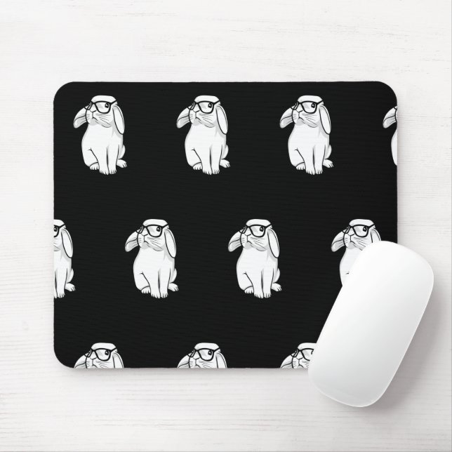Hipster Rabbit Funny Bunny With Glasses Cute Anima Mouse Pad (With Mouse)