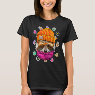 Hipster Racoon Geek Nerd Glasses Animal Love Peac T-Shirt