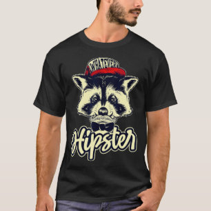 Hipster Racoon Moustache Bow Tie Hippies Urban Sty T-Shirt