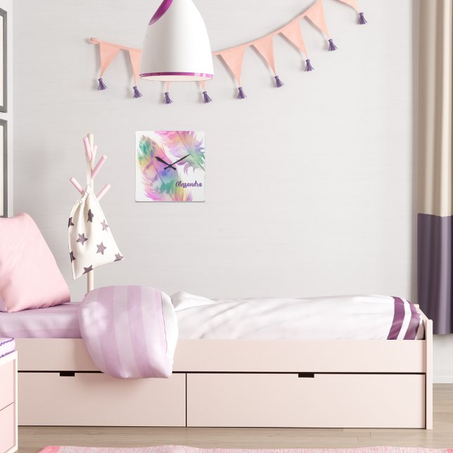 Hipster Rainbow Feathers Clock (Creator Uploaded)