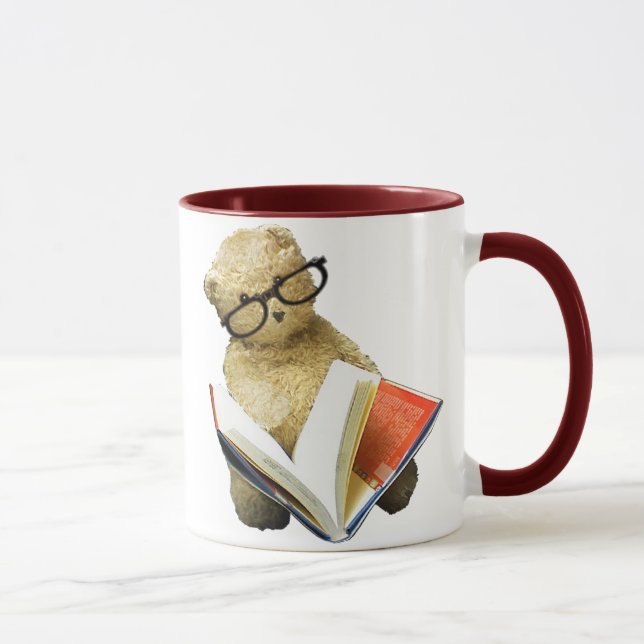 Hipster Reading Bear - coffee mug (Right)