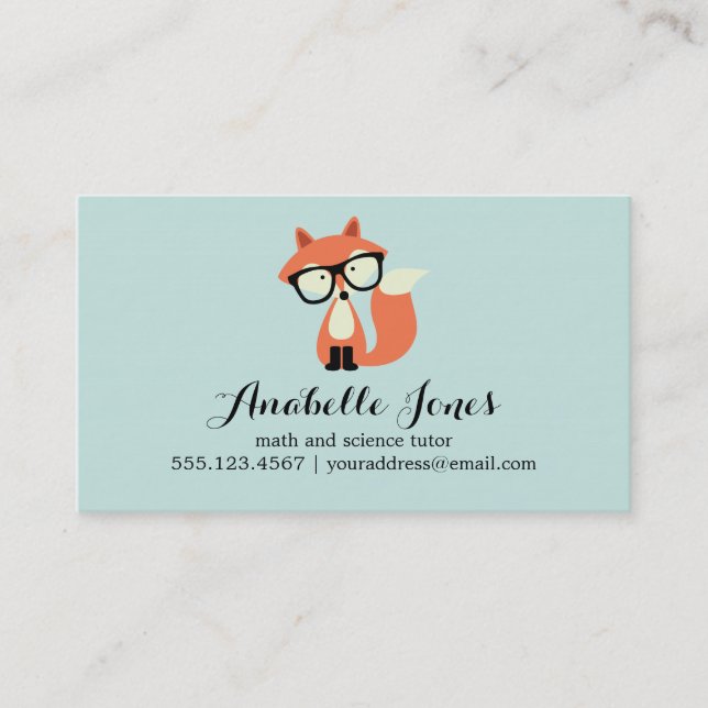 Hipster Red Fox Business Card (Front)
