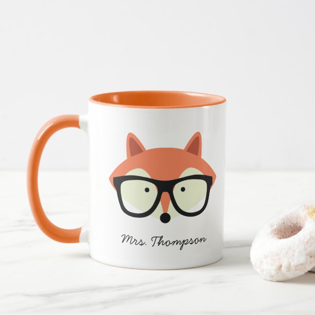 Hipster Red Fox Mug (With Donut)